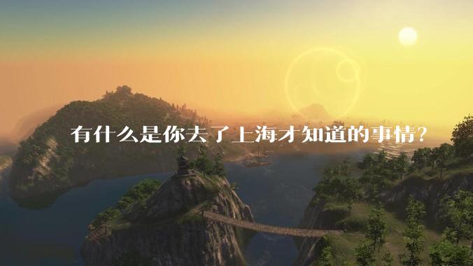 有什么是你去了上海才知道的事情?