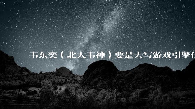 韦东奕(北大韦神)要是去写游戏引擎代码,能不能把虚幻引擎按在地上摩擦?数学好真能‘降维打击吗?